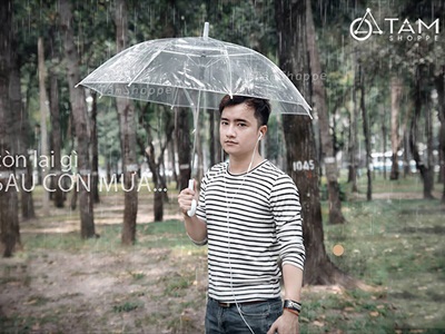 Dù trong suốt thời trang cán dài nhựa dẻo [3 màu] R93cm PHUKIEN-01